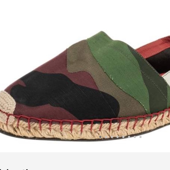 Valentino Multicolour Camouflage Canvas Espadrilles Flats - Picture 5 of 7